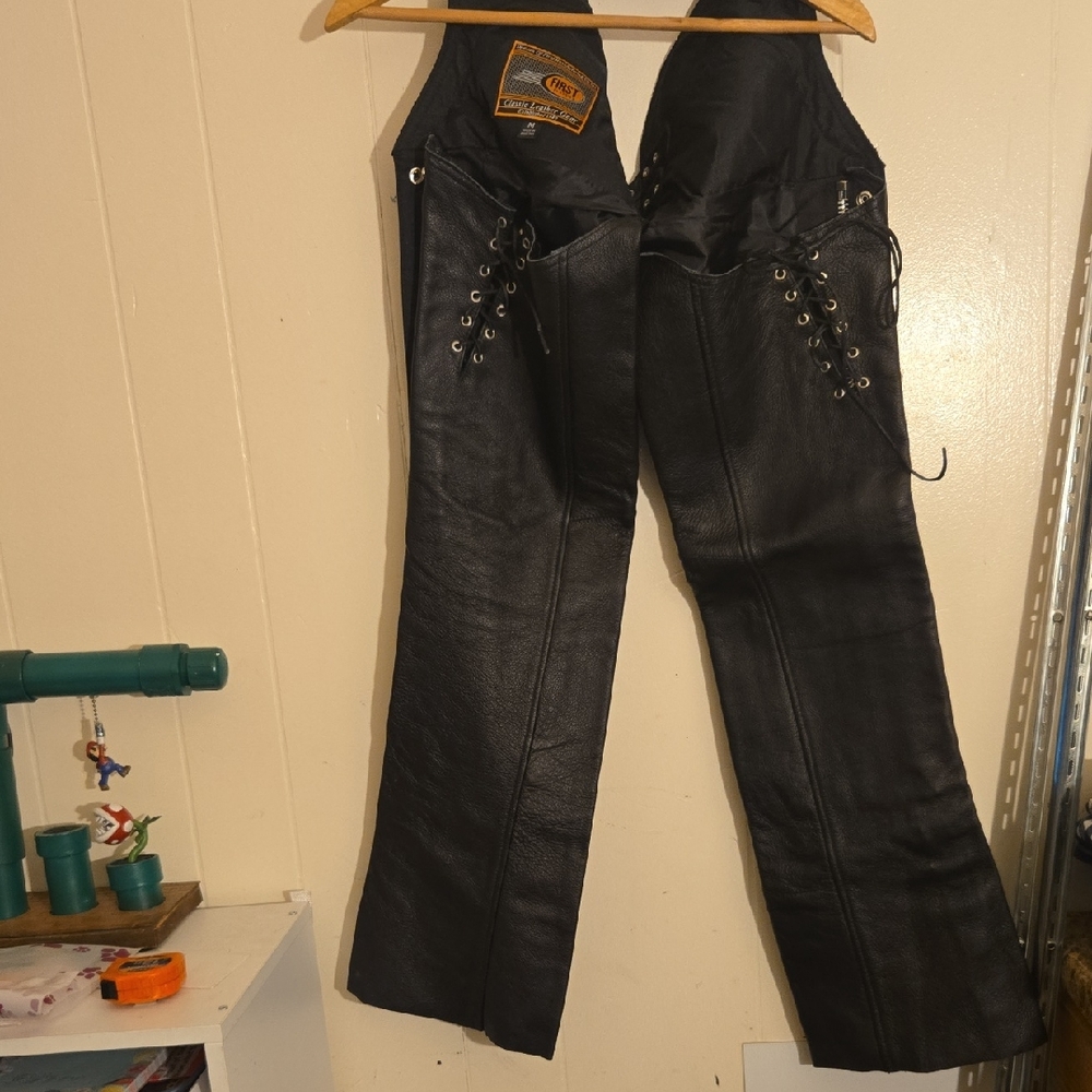 Women's Black Leather Riding Chaps